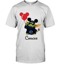 Load image into Gallery viewer, Vancouver Canucks baby yoda vacay in disneyland fan t shirt