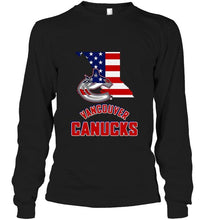 Load image into Gallery viewer, Vancouver Canucks British Columbia 4th July independence day american flag shirt