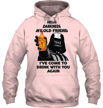 Load image into Gallery viewer, Darth vader loves Fireball Cinnamon Whisky Hello darkness my old friend i've come to drink with you again t shirt