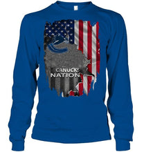 Load image into Gallery viewer, Vancouver Canucks nation american flag ripped shirt