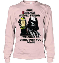 Load image into Gallery viewer, Darth vader loves Jameson Irish Whiskey Hello darkness my old friend i've come to drink with you again t shirt