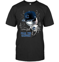 Load image into Gallery viewer, Fear the Vancouver Canucks jack skellington fan shirt