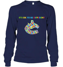 Load image into Gallery viewer, Vancouver Canucks autism It's okie to be different t shirt