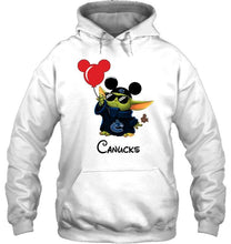 Load image into Gallery viewer, Vancouver Canucks baby yoda vacay in disneyland fan t shirt