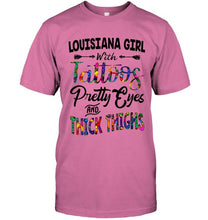 Load image into Gallery viewer, Louisiana girl tattoos pretty eyes and thick thighs White T Shirt