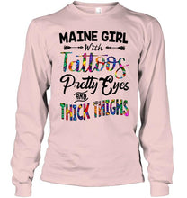 Load image into Gallery viewer, Maine girl tattoos pretty eyes and thick thighs White T Shirt