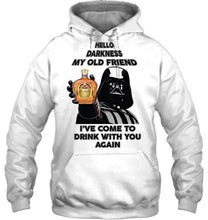 Load image into Gallery viewer, Darth vader loves Crown Royal Whisky Hello darkness my old friend i've come to drink with you again t shirt