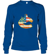 Load image into Gallery viewer, Vancouver Canucks american flag back shirt