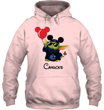 Load image into Gallery viewer, Vancouver Canucks baby yoda vacay in disneyland fan t shirt