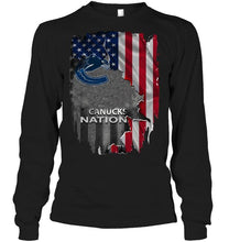 Load image into Gallery viewer, Vancouver Canucks nation american flag ripped shirt