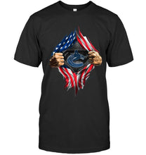 Load image into Gallery viewer, Vancouver Canucks superman ripped american flag shirt