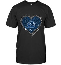 Load image into Gallery viewer, Vancouver Canucks heart glitter pattern fan shirt