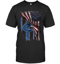 Load image into Gallery viewer, Vancouver Canucks american flag fan shirt