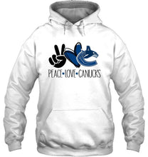 Load image into Gallery viewer, Peace love Vancouver Canucks fan t shirt