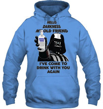 Load image into Gallery viewer, Darth vader loves Absolut Vodka Hello darkness my old friend i've come to drink with you again t shirt