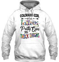 Load image into Gallery viewer, Colorado girl tattoos pretty eyes and thick thighs White T Shirt