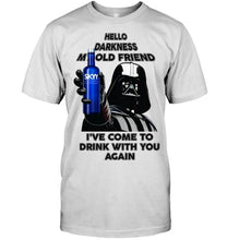 Load image into Gallery viewer, Darth vader loves Skyy Vodka Hello darkness my old friend i've come to drink with you again t shirt