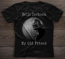 Load image into Gallery viewer, hello darkness my old friends star wars darth vader fan t shirt