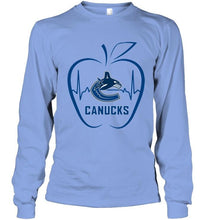 Load image into Gallery viewer, Vancouver Canucks heartbeat teacher apple simpson shirt