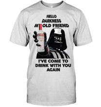 Load image into Gallery viewer, Darth vader loves Smirnoff Vodka Hello darkness my old friend i've come to drink with you again t shirt