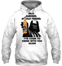 Load image into Gallery viewer, Darth vader loves Captain Morgan Rum Hello darkness my old friend i've come to drink with you again t shirt