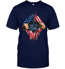 Load image into Gallery viewer, Vancouver Canucks superman ripped american flag shirt