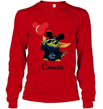 Load image into Gallery viewer, Vancouver Canucks baby yoda vacay in disneyland fan t shirt